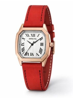 Invicta Gold Tone Case Red Leather Strap Women's Watch